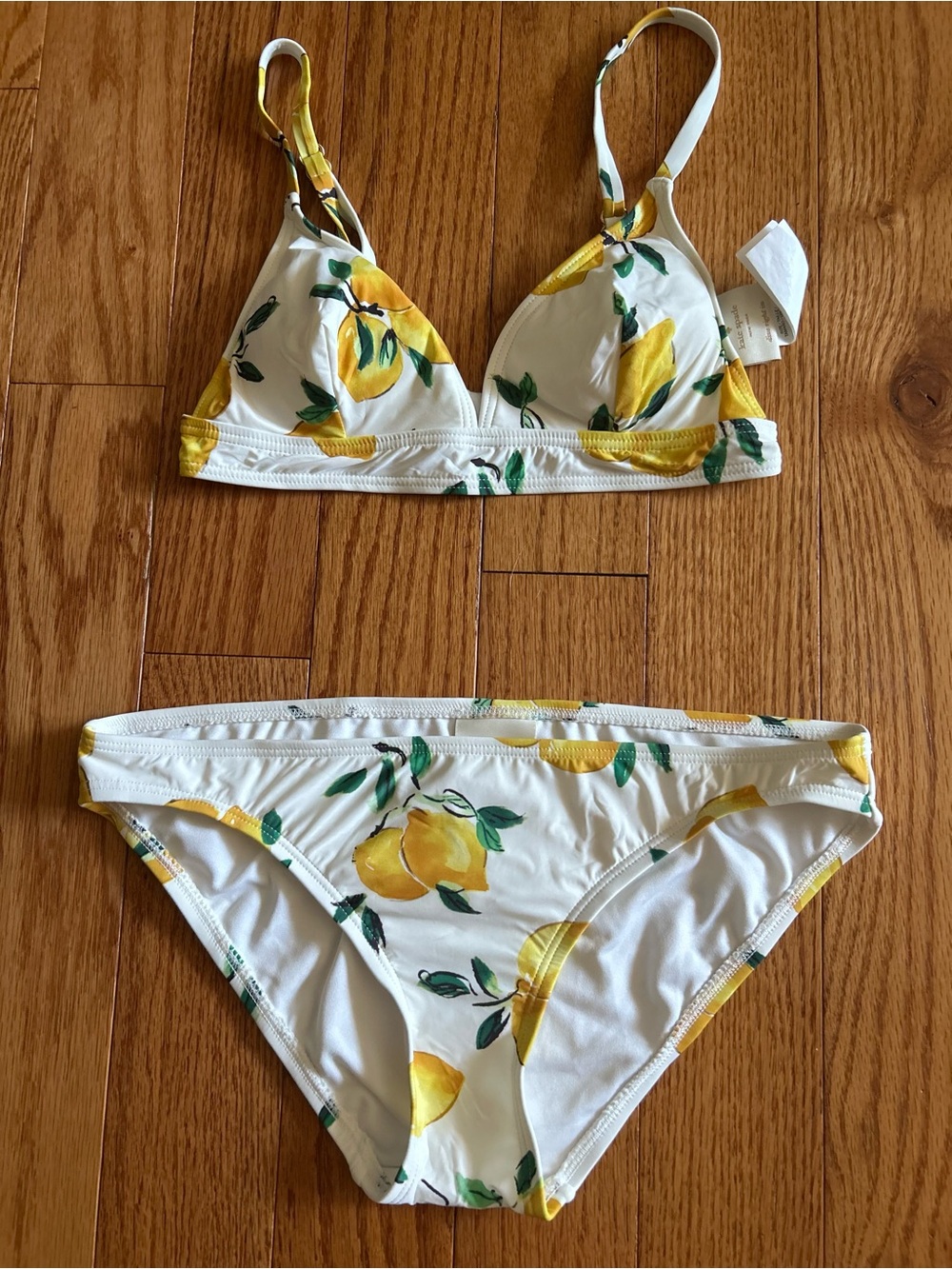 kate spade White Lemon Print Triangle Bikini Top never worn - Picture 3 of 3